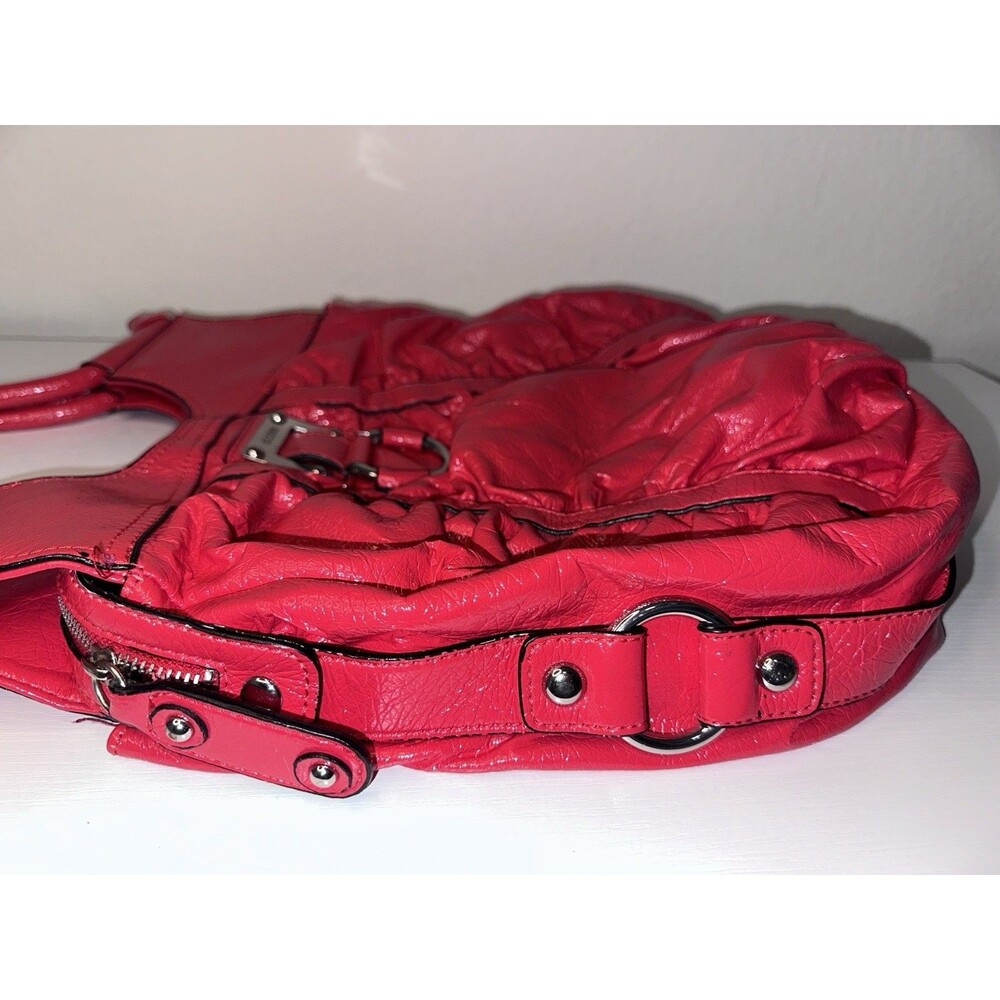 GUESS Red Ruched Shoulder Bag Large - Picture 5 of 10